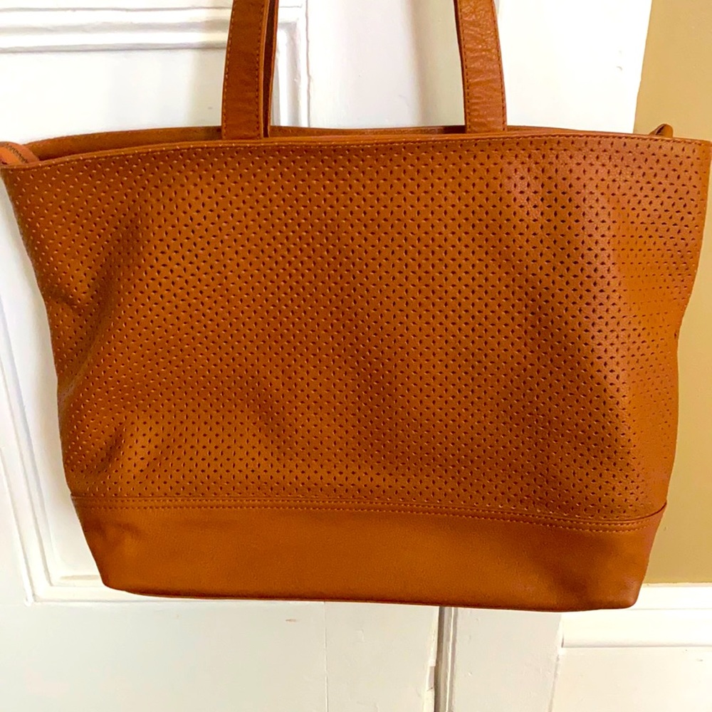 Frye and Co Leather Anise Cognac Tote